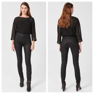 J Crew Lookout High Rise Black Coated Jeans Denim Skinny Ankle Zip - sz 27
